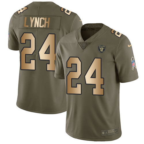Nike Raiders #24 Marshawn Lynch Olive/Gold Men's Stitched NFL Limited Salute To Service Jersey